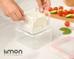 ظرف نگه داری پنیر و زیتون لیمون صورتی