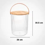 سطل شیاردار درب چوبی 12 لیتر لیمون همراه با پیمانه - تصویر 2