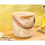 سطل شیاردار درب چوبی 3 لیتر لیمون