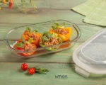ظرف شیشه ای بیضی سرو و نگهداری دربدار 900 میلی لیتر لیمون صورتی - تصویر 2